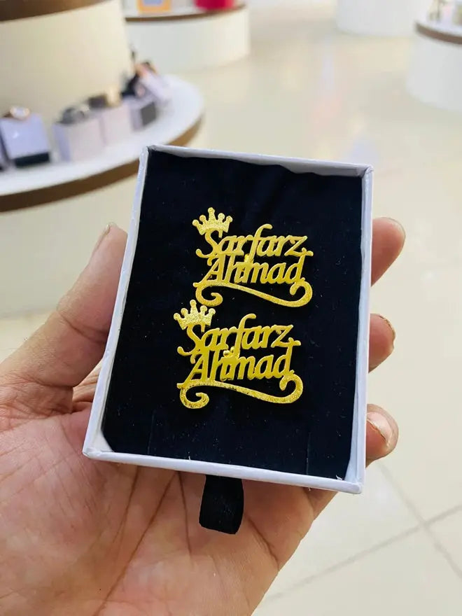 Custom Name Crown Cufflinks For Men SHOP360