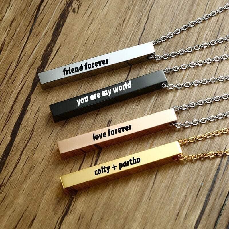 Unisex 4D Bar Locket Name Engraving Shop360