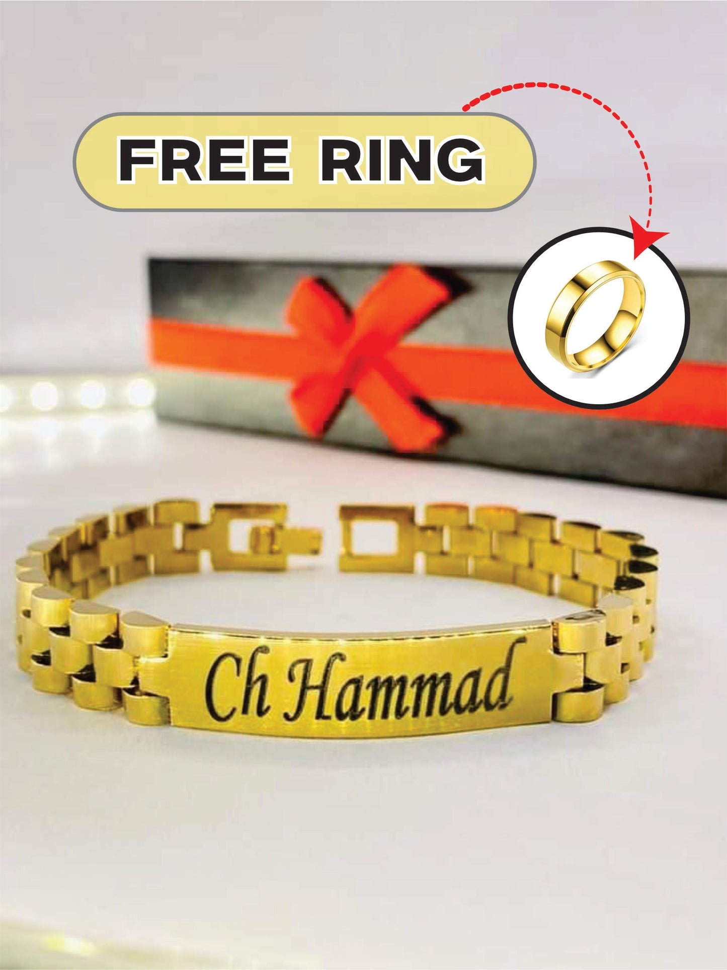 Premium Name Bracelet + FREE Ring