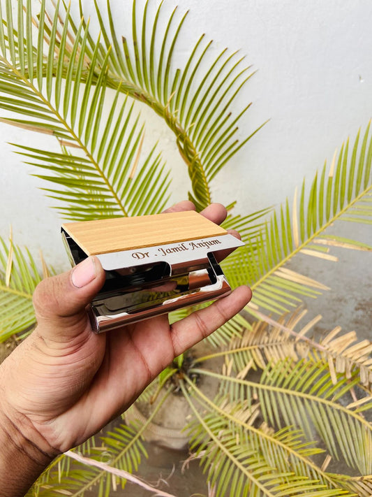 Wooden Style Card Holder With Name Engraving Shop360