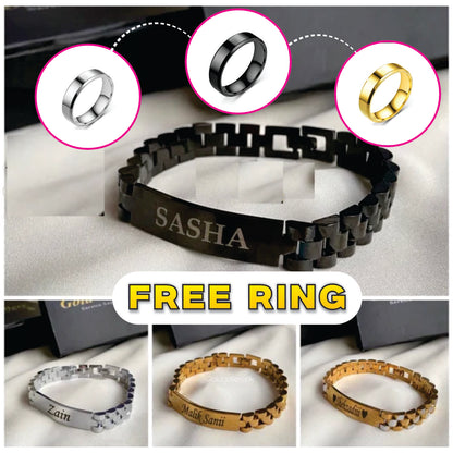 Premium Name Bracelet + FREE Ring